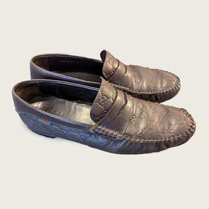 GUCCI - Embossed Guccissima leather loafers - Sz 11
